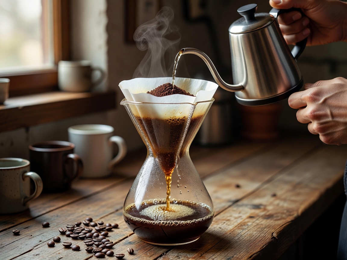 Fresh artisan coffee pour over